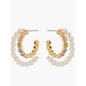 Kate Spade New York colorful crystal double row hoop earrings